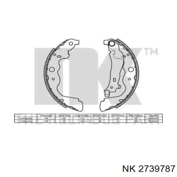 2739787 NK zapatas de frenos de tambor traseras