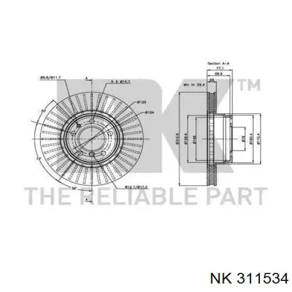 311534 NK freno de disco delantero