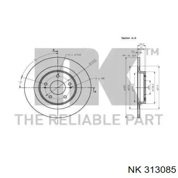 313085 NK disco de freno trasero