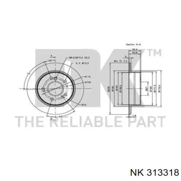 313318 NK disco de freno trasero