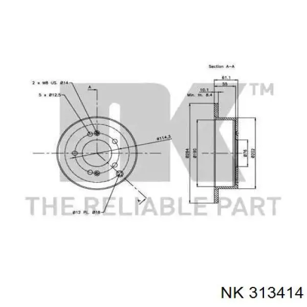 313414 NK disco de freno trasero