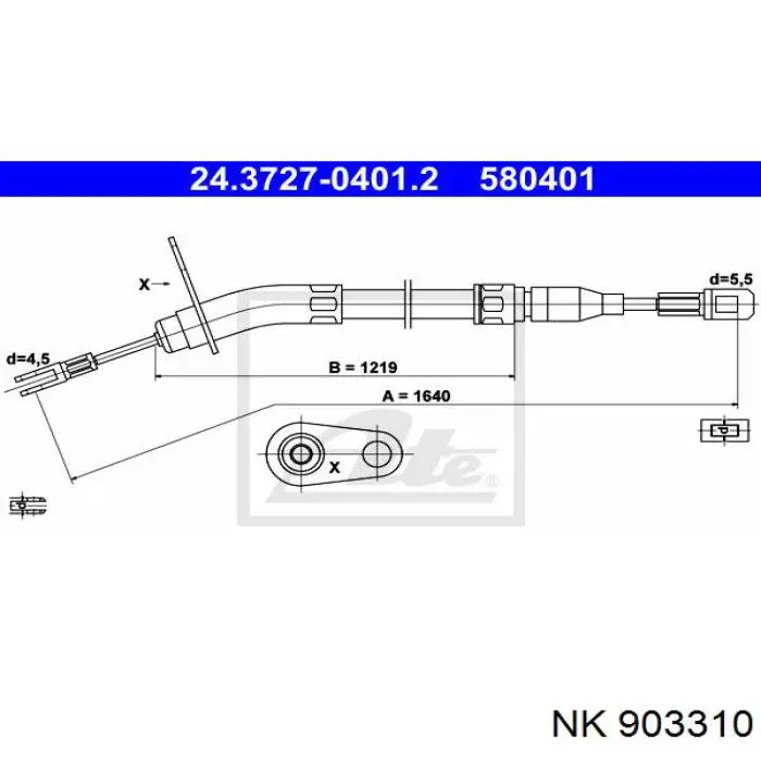 903310 NK cable de freno de mano trasero izquierdo