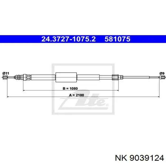 9039124 NK cable de freno de mano trasero derecho/izquierdo