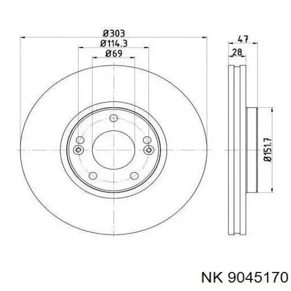 9045170 NK cable de freno de mano trasero derecho