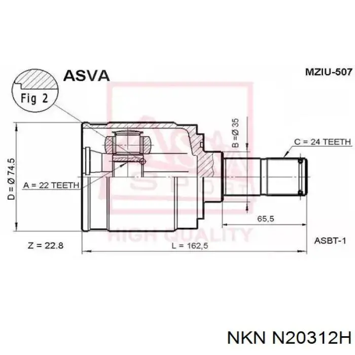 N20312H NKN junta homocinética exterior delantera