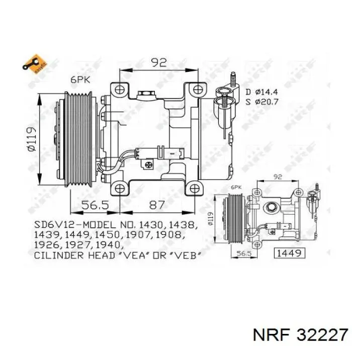 SD6V12-1449 MSG Rebuilding compresor de aire acondicionado