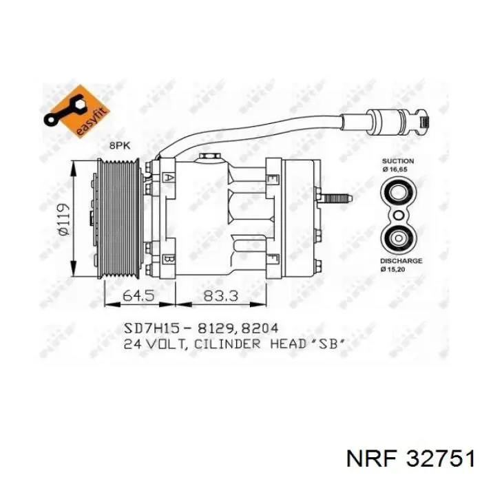  Compresor de aire acondicionado para DAF 95 