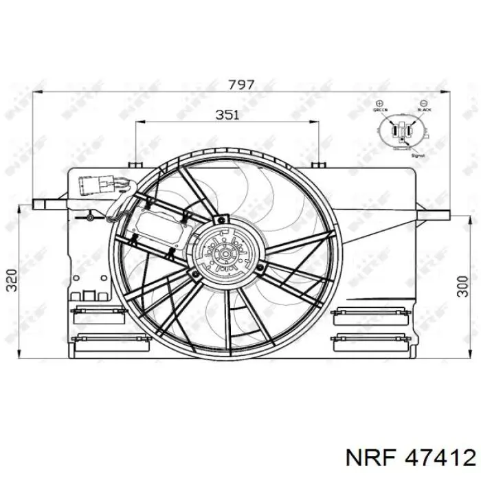  Difusor de radiador, ventilador de refrigeración, condensador del aire acondicionado, completo con motor y rodete para Volvo V50 MW