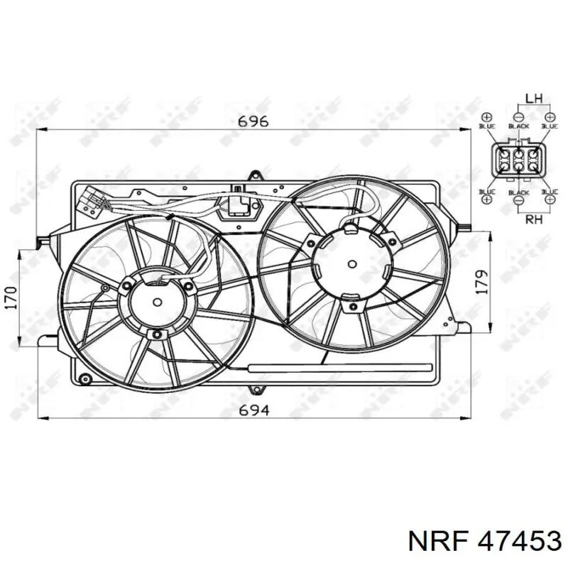 1318692 Ford difusor de radiador, ventilador de refrigeración, condensador del aire acondicionado, completo con motor y rodete