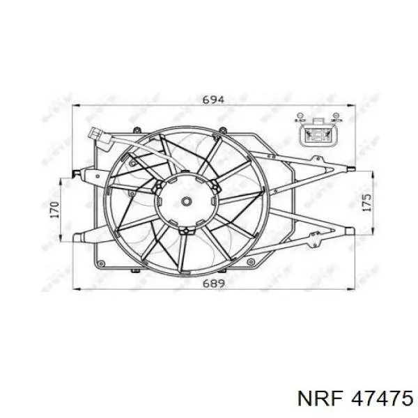 1075125 Ford difusor de radiador, ventilador de refrigeración, condensador del aire acondicionado, completo con motor y rodete