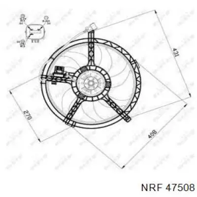 47508 NRF difusor de radiador, ventilador de refrigeración, condensador del aire acondicionado, completo con motor y rodete