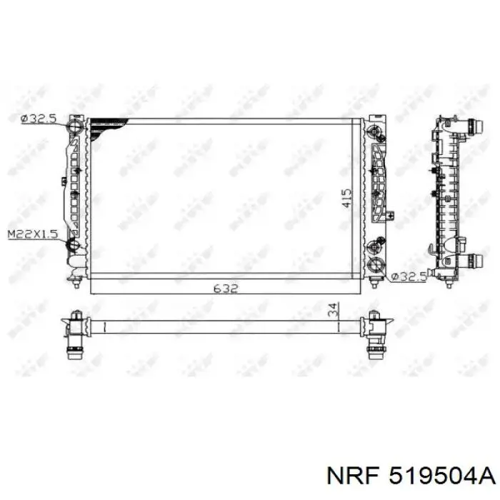 519504A NRF radiador refrigeración del motor