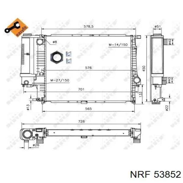 53852 NRF radiador refrigeración del motor