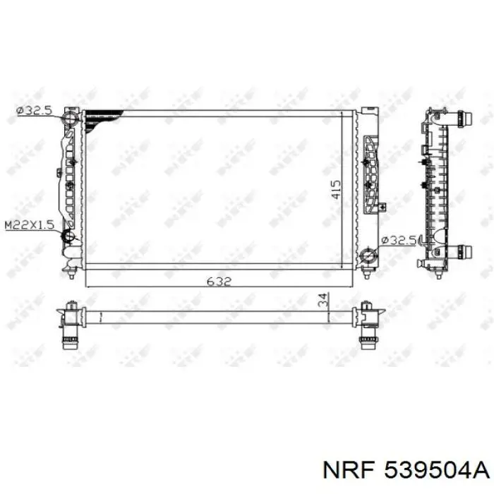 539504A NRF radiador refrigeración del motor