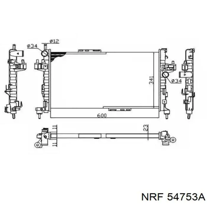 54753A NRF radiador refrigeración del motor