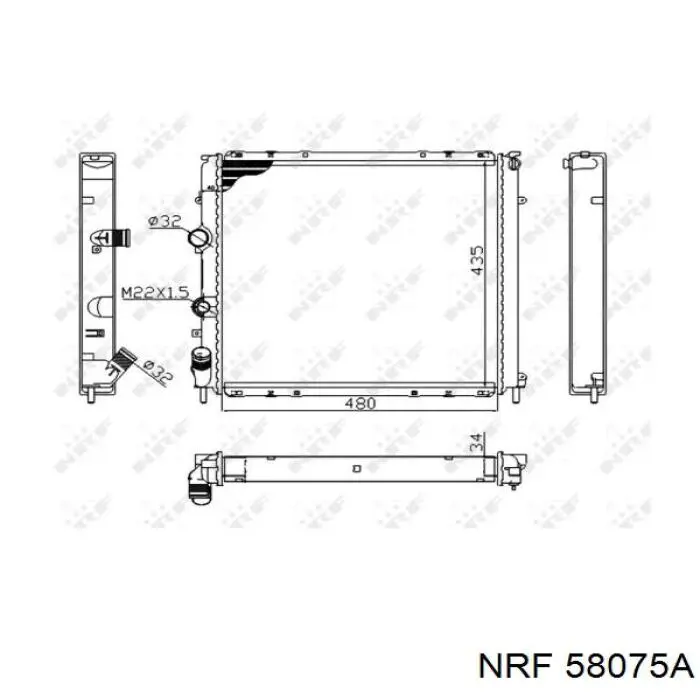 58075A NRF radiador refrigeración del motor