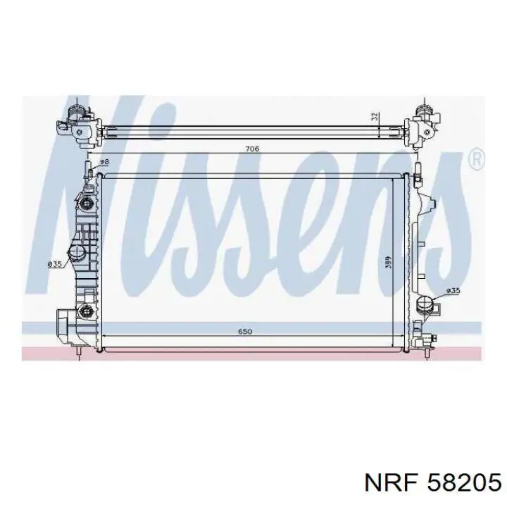 58205 NRF radiador refrigeración del motor