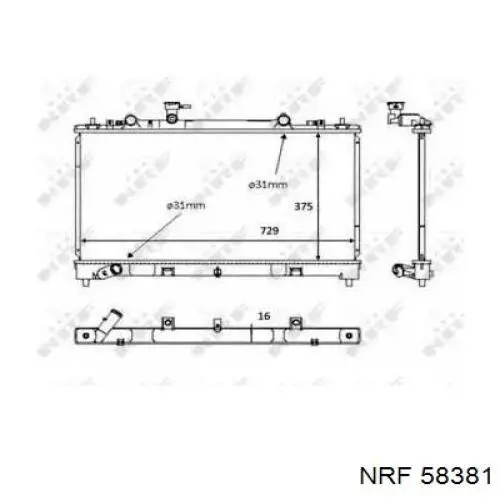 58381 NRF radiador refrigeración del motor