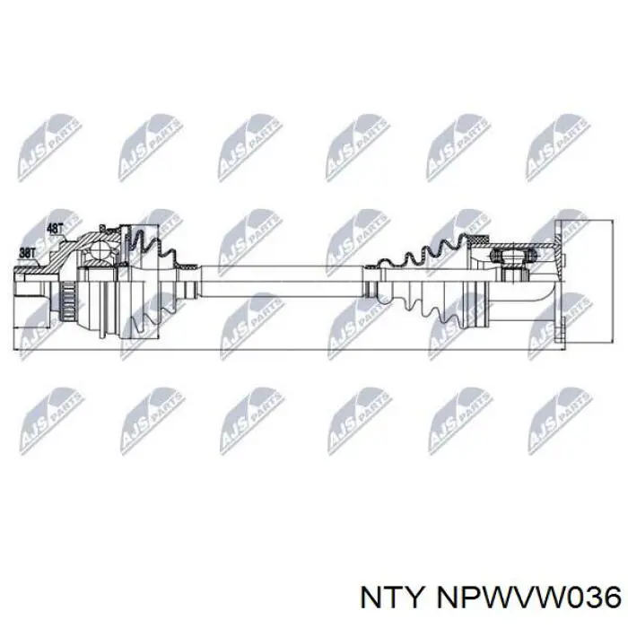 NPW-VW-036 NTY árbol de transmisión delantero izquierdo