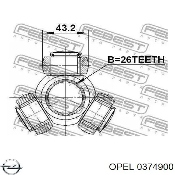 0374900 Opel árbol de transmisión delantero derecho