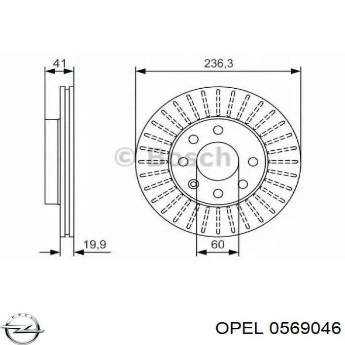 0569046 Opel freno de disco delantero