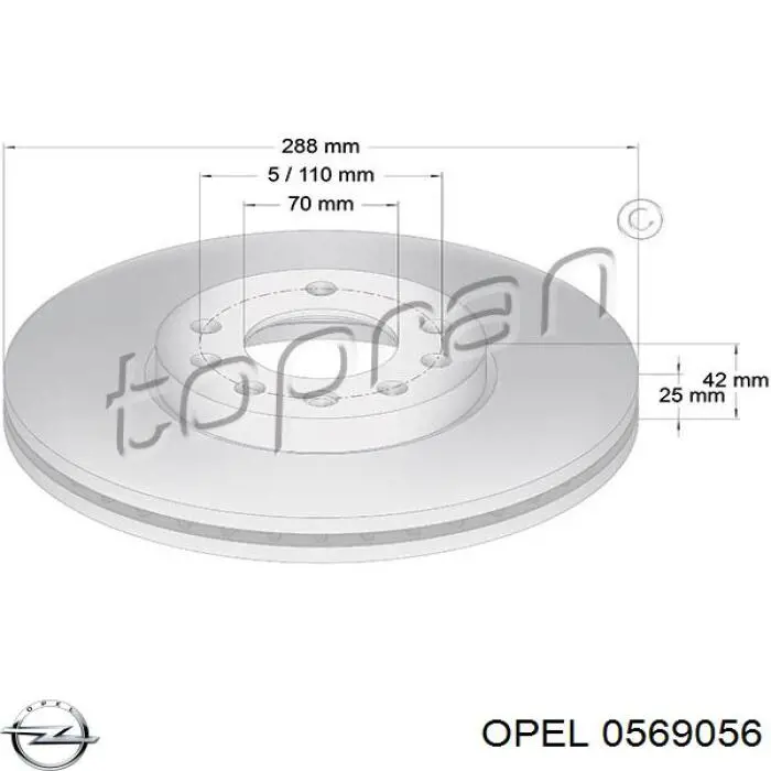 0569056 Opel freno de disco delantero