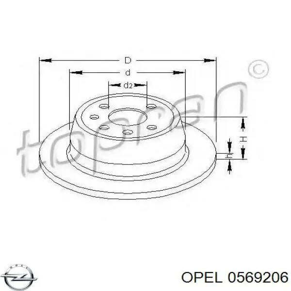 0569206 Opel disco de freno trasero