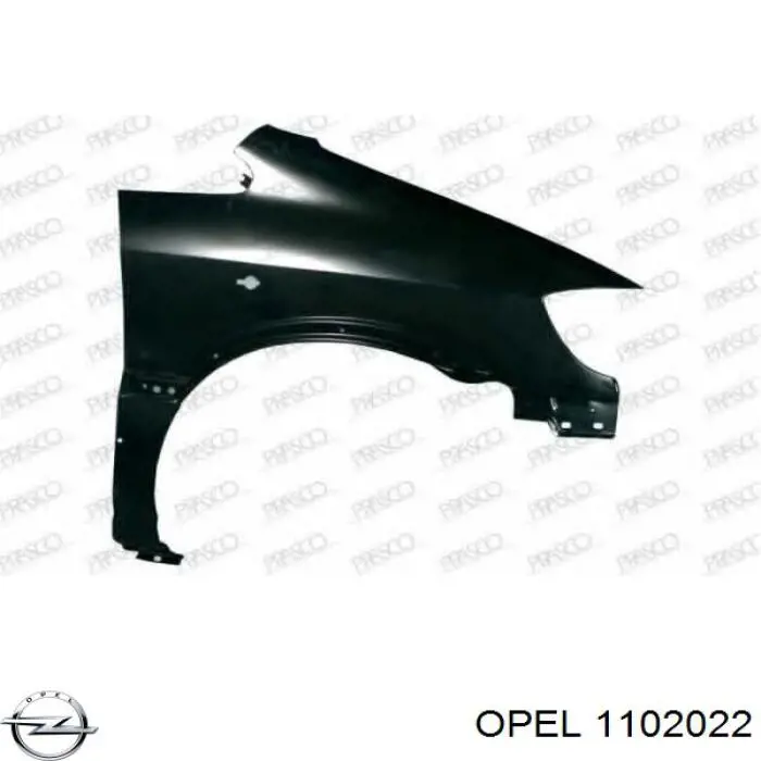 1102022 Opel guardabarros delantero derecho