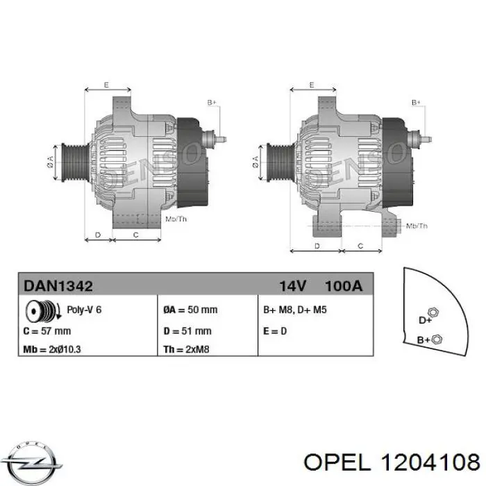 1204108 Opel alternador