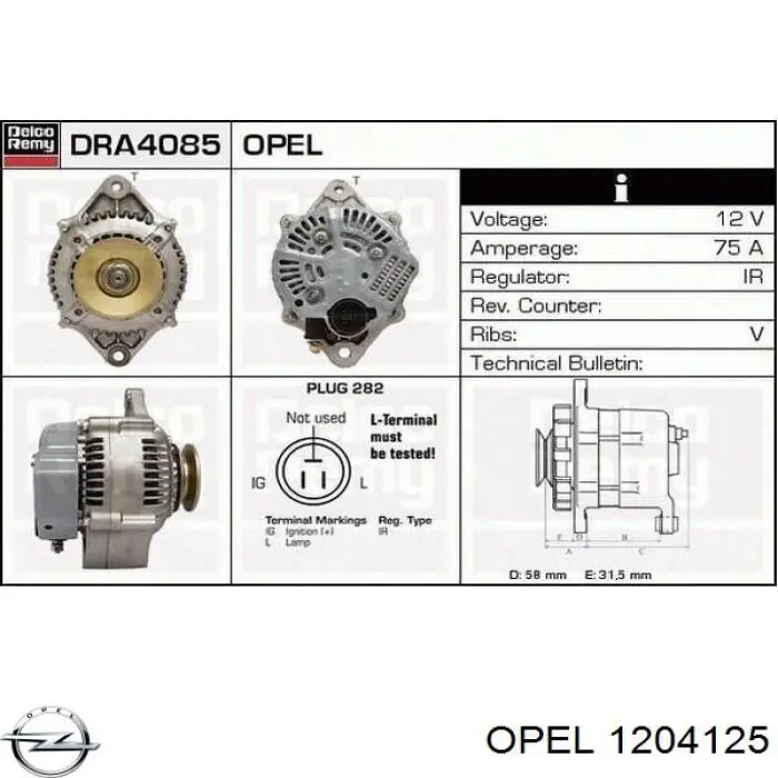 1204125 Opel alternador