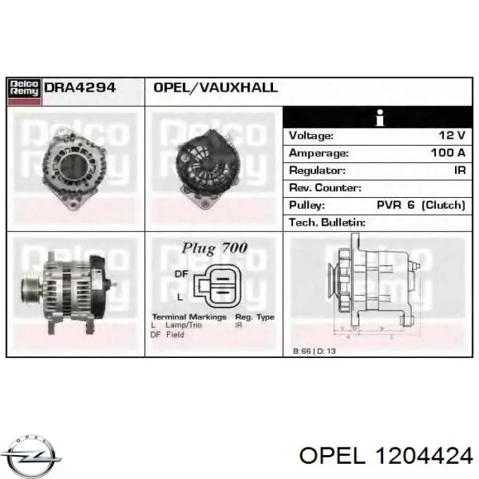 1204424 Opel alternador