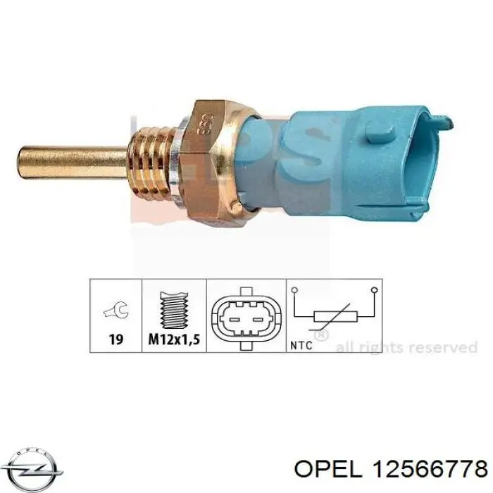 12566778 Opel sensor de temperatura del refrigerante