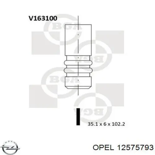 12575793 Opel válvula de admisión