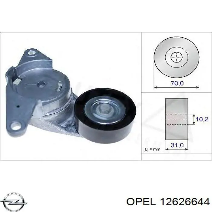 12626644 Opel tensor de correa, correa poli v