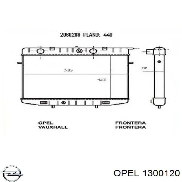 1300120 Opel radiador refrigeración del motor