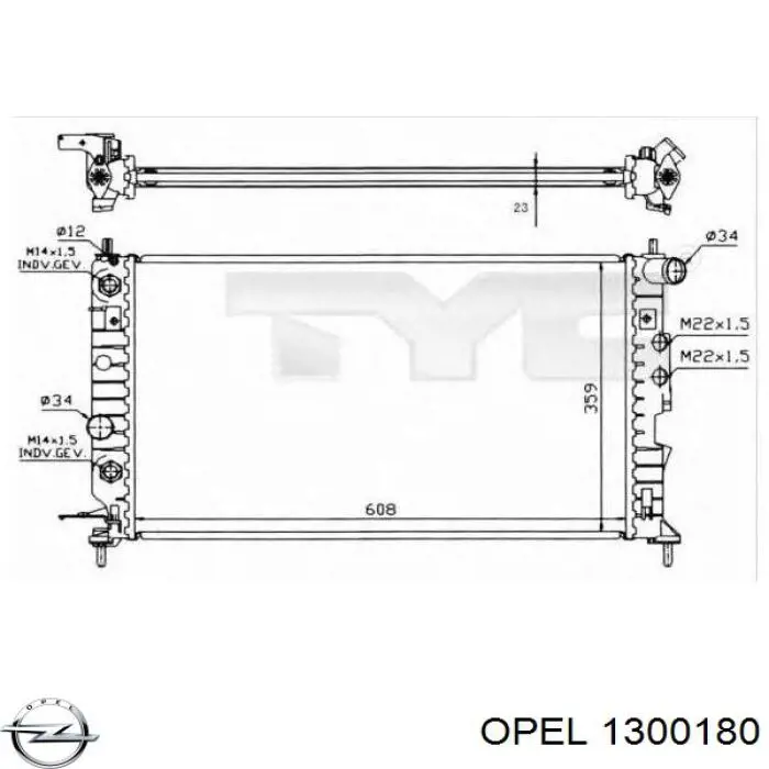 1300180 Opel radiador refrigeración del motor