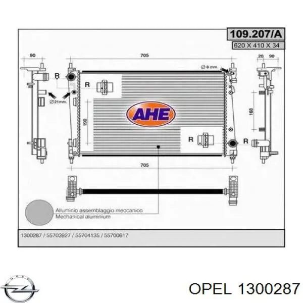 1300287 Opel radiador refrigeración del motor