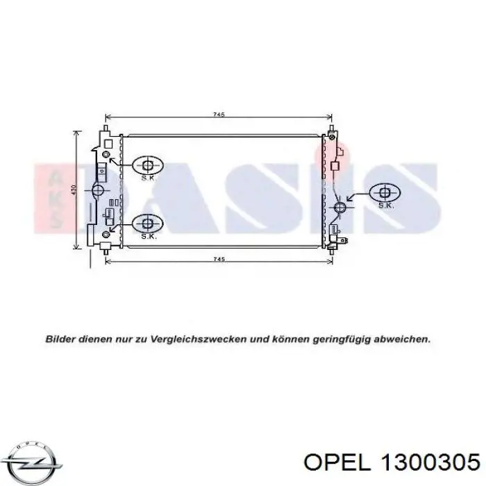 1300305 Opel radiador refrigeración del motor