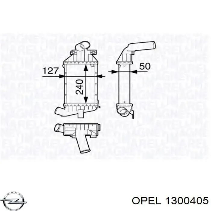 1300405 Opel radiador de aire de admisión