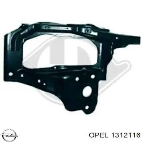 1312116 Opel soporte de radiador derecha (panel de montaje para foco)