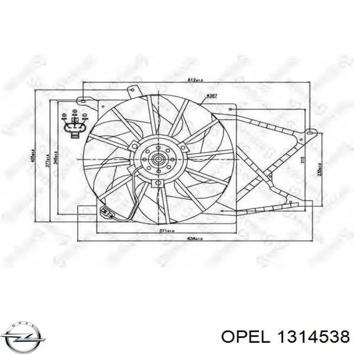 1314538 Opel bastidor radiador (armazón)