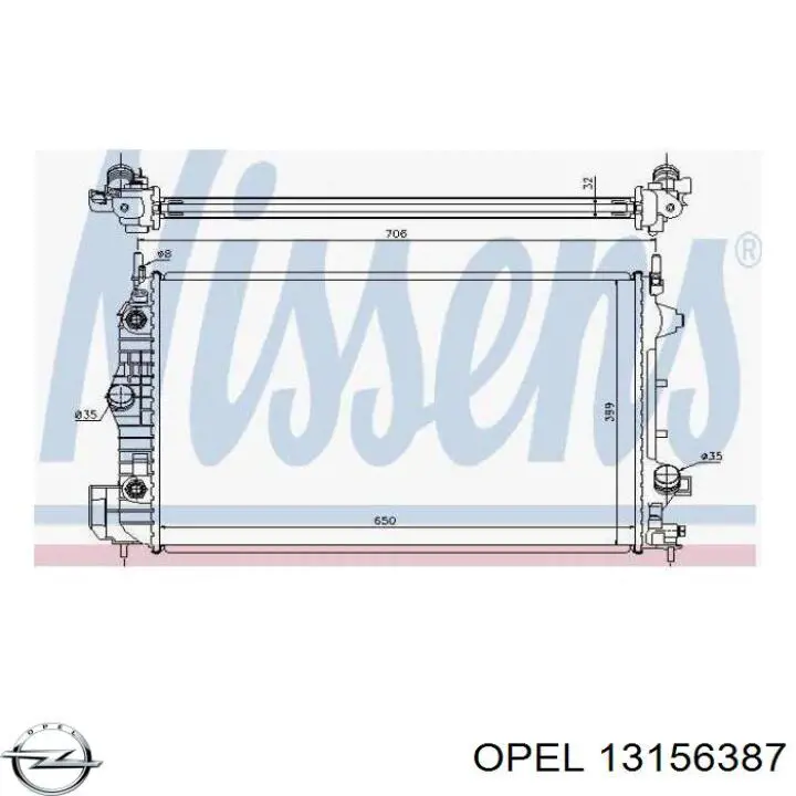 13156387 Opel radiador refrigeración del motor