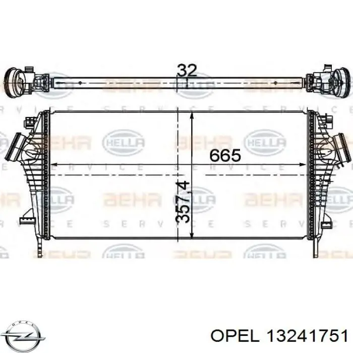 13241751 Opel radiador de aire de admisión