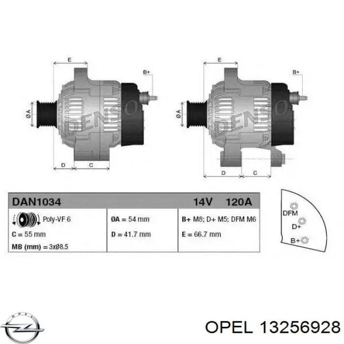 13256928 Opel alternador