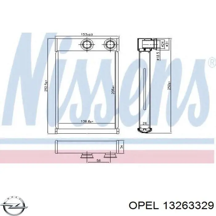 13263329 Opel radiador de calefacción