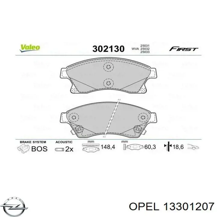 13301207 Opel pastillas de freno delanteras