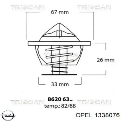 1338076 Opel termostato, refrigerante