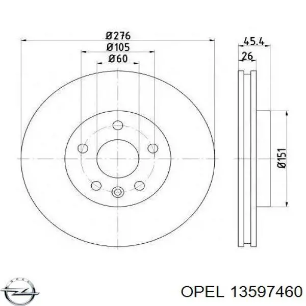 13597460 Opel freno de disco delantero