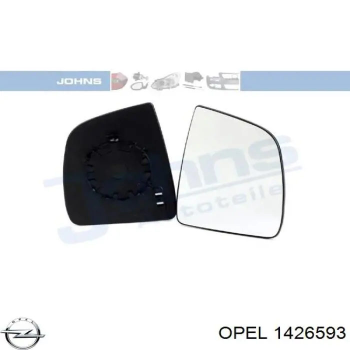 1426593 Opel cristal de espejo retrovisor exterior derecho