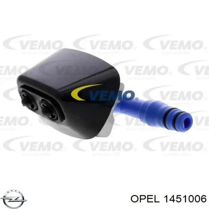 1451006 Opel tobera de agua regadora, lavado de faros, delantera derecha